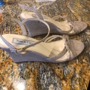 Super sparkly gold tone wedge sandals